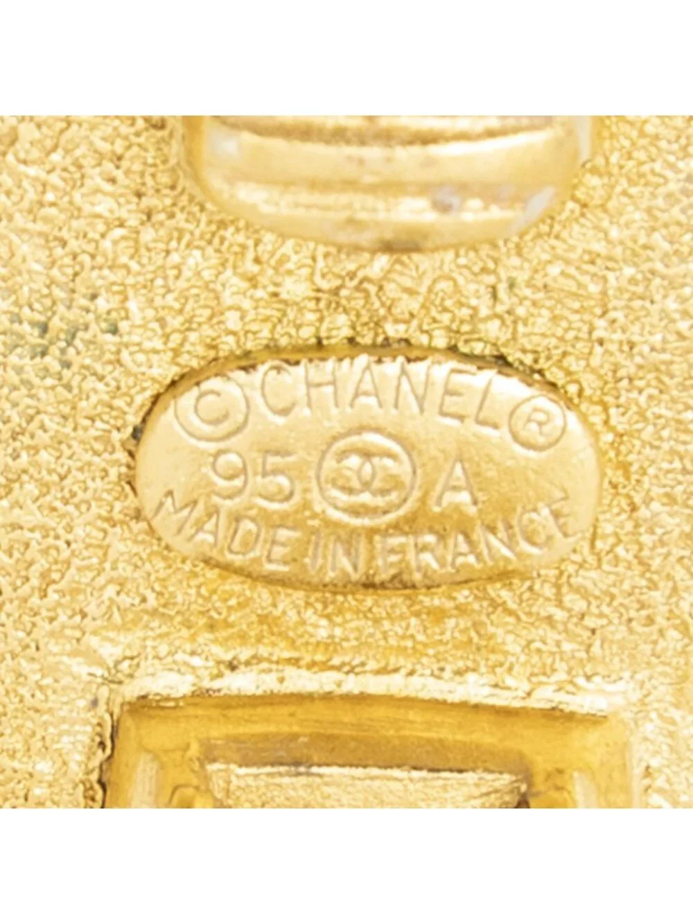 Chanel CC Enamel Button Clip on Earrings Black Gold Plated